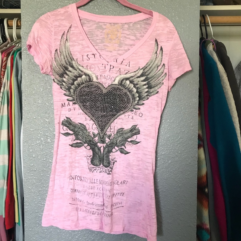 Buckle velvet stone burnout T-shirt